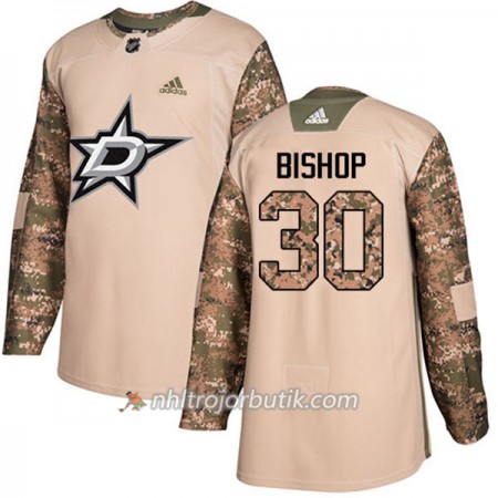 Män Ishockey Dallas Stars Tröja Ben Bishop 30 Adidas 2017-2018 Camo Veterans Day Practice Authentic